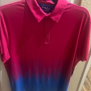 Men's Pink and Blue Polo Shirt